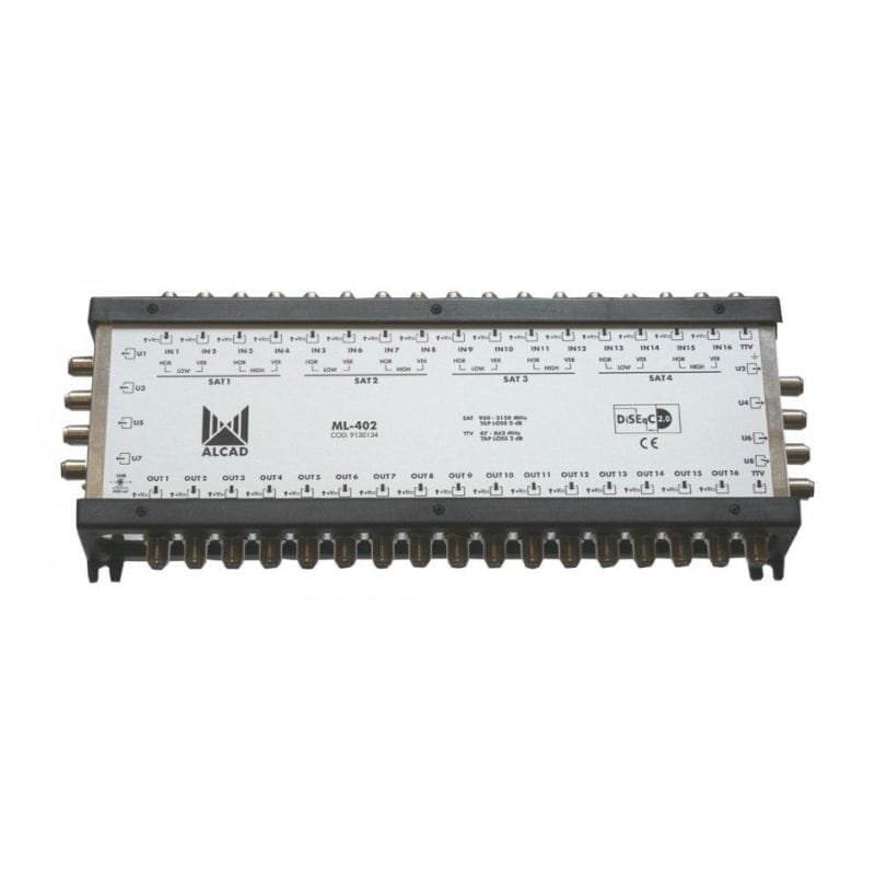 ML-402 - ALCAD - 16 polarités et TV avec 8 sorties. DiSEqC 2.0, bande terrestre active 1 ML 402 ALCAD maroc 16 polarites et TV avec 8 sorties. DiSEqC 2.0 bande terrestre active