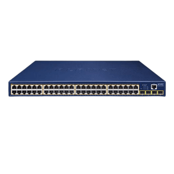 GS 4210 48P4S Switch Ethernet 8 ports 101001000T PoE 802.3at 2 ports 101001000T 2 ports SFP 1000X avec ecran LCD PoE Planet 2 min