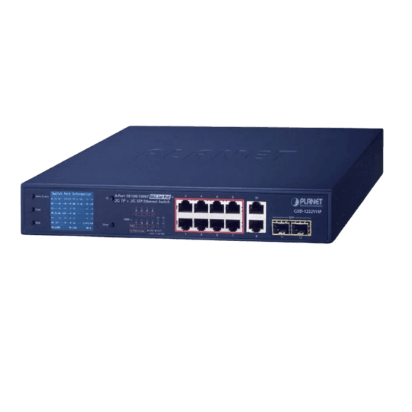GSD-1222VHP - Switch Ethernet 8 ports 10/100/1000T PoE 802.3at + 2 ports 10/100/1000T + 2 ports SFP 1000X - Planet 4 GSD 1222VHP Switch Ethernet 8 ports 101001000T PoE 802.3at 2 ports 101001000T 2 ports SFP 1000X Planet 1 min