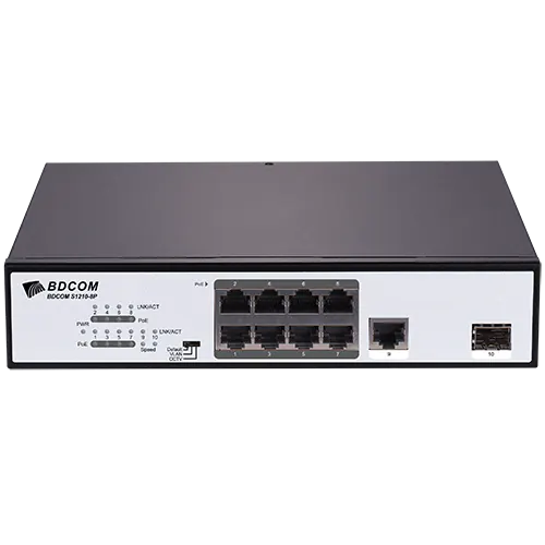 S1210 8P Switch PoE 120W 10 Ports 8 PoE 1 SFP 1 BASE T BDCOM