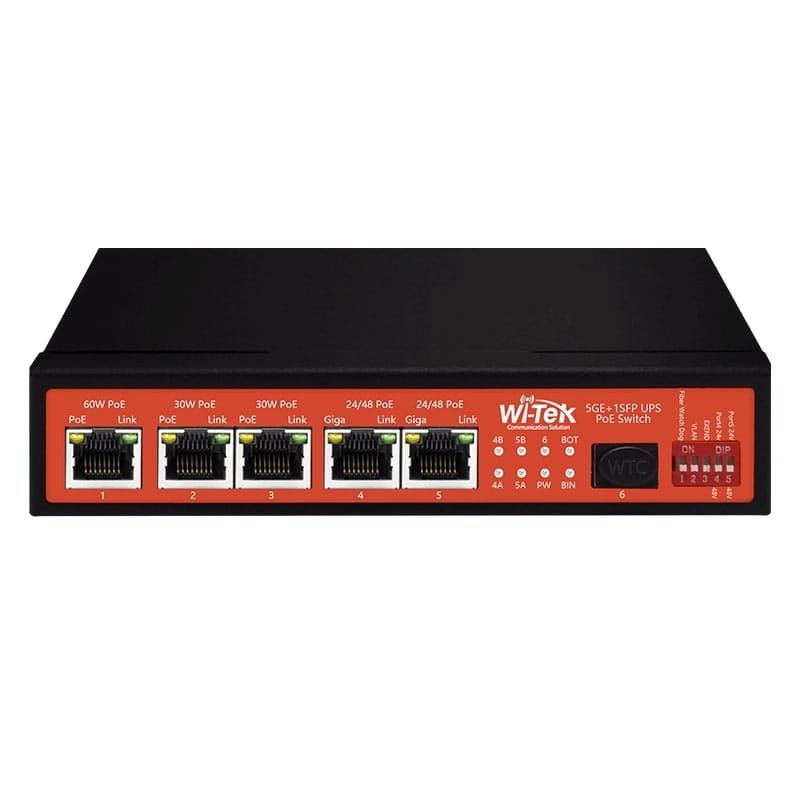 WI PS306GF UPS V3 Commutateur PoE 5 ports RJ45 et SFP exterieur Wi Tek 1