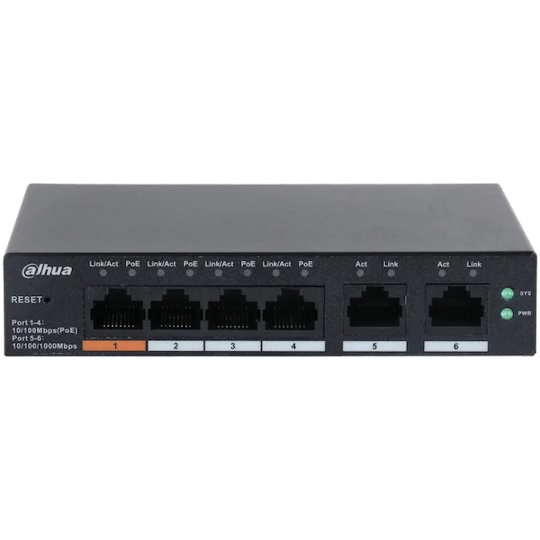 Dahua - Switch Géré dans Cloud à 6 Ports avec PoE à 4 ports  - DH-CS4006-4ET-60