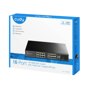 FS1018PS1 - Switch 16-Port 10-100M PoE et 2 Gigabit Uplink et 1 SFP Port 200W CUDY