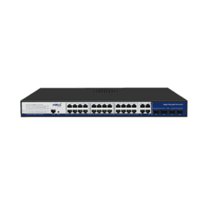 HR-AFGM-2444S-300 – HRUI Maroc Ethernet Switch 32 Port Gigabit Managed PoE 24 Ports RJ45 et 4 Gigabit SFP Slots 300W