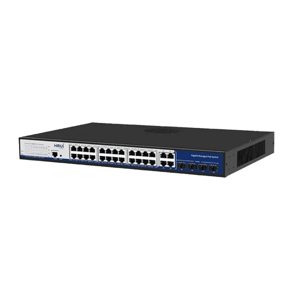 HR-AFGM-2444S-300 – HRUI Maroc Ethernet Switch 32 Port Gigabit Managed PoE 24 Ports RJ45 et 4 Gigabit SFP Slots 300W