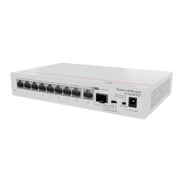 S110-8P2ST - HUAWEI 8*10/100/1000BASE-T ports, PoE+, 1*GE SFP port Prix Maroc
