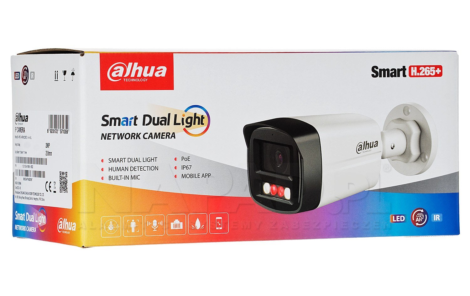 HFW1239TL1-A-IL - Dahua Camera IP POE BULLET 2MP Full Color SMART IR + AUDIO IR 40m