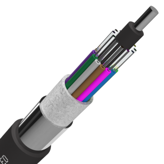 ULSTAM4C12PE - Câble Fibre Optique Armé 12 Cœurs OM4 Tube Loose PE - Briticom 6 Horizontal Laminated Aluminium Tape Multi Tube Cable Close 550x550 3