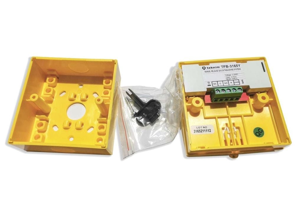 TFB-3165Y - Bouton de Libération pour Systèmes d'Extinction Jaune - Teknim 5 conexiuni buton gaz emergenta incendiu galbenteknim 1