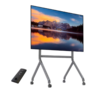 Support TV mobile motorisé P220 avec télécommande pour écran 75 à 90 pouces Vue de face chariot TV motorisé P220 hauteur réglable Télécommande incluse support TV motorisé P220