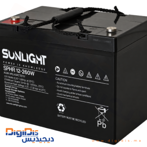 SUNLIGHT SPHR 12 260W AGM VRLA battery front three quarter view